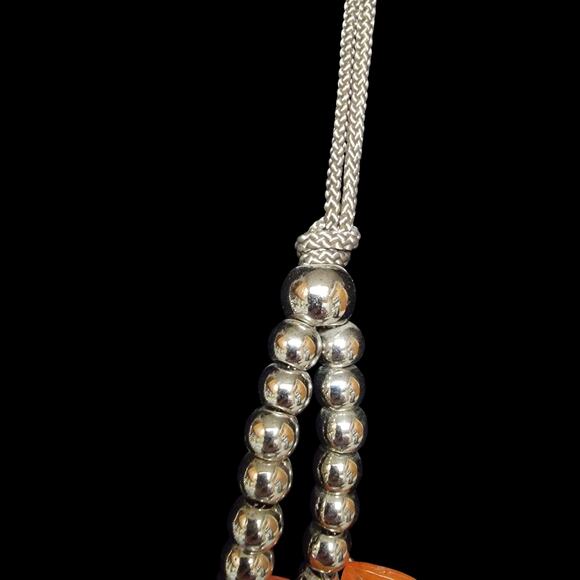Orange & Gunmetal‎ Gray Statement Necklace Waterdrop Beads Chunky Funky Y2K - Picture 3 of 7